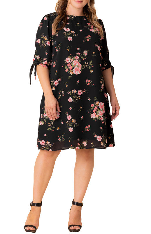 Black Floral Manhattan A-Line Shift Dress - Plus
