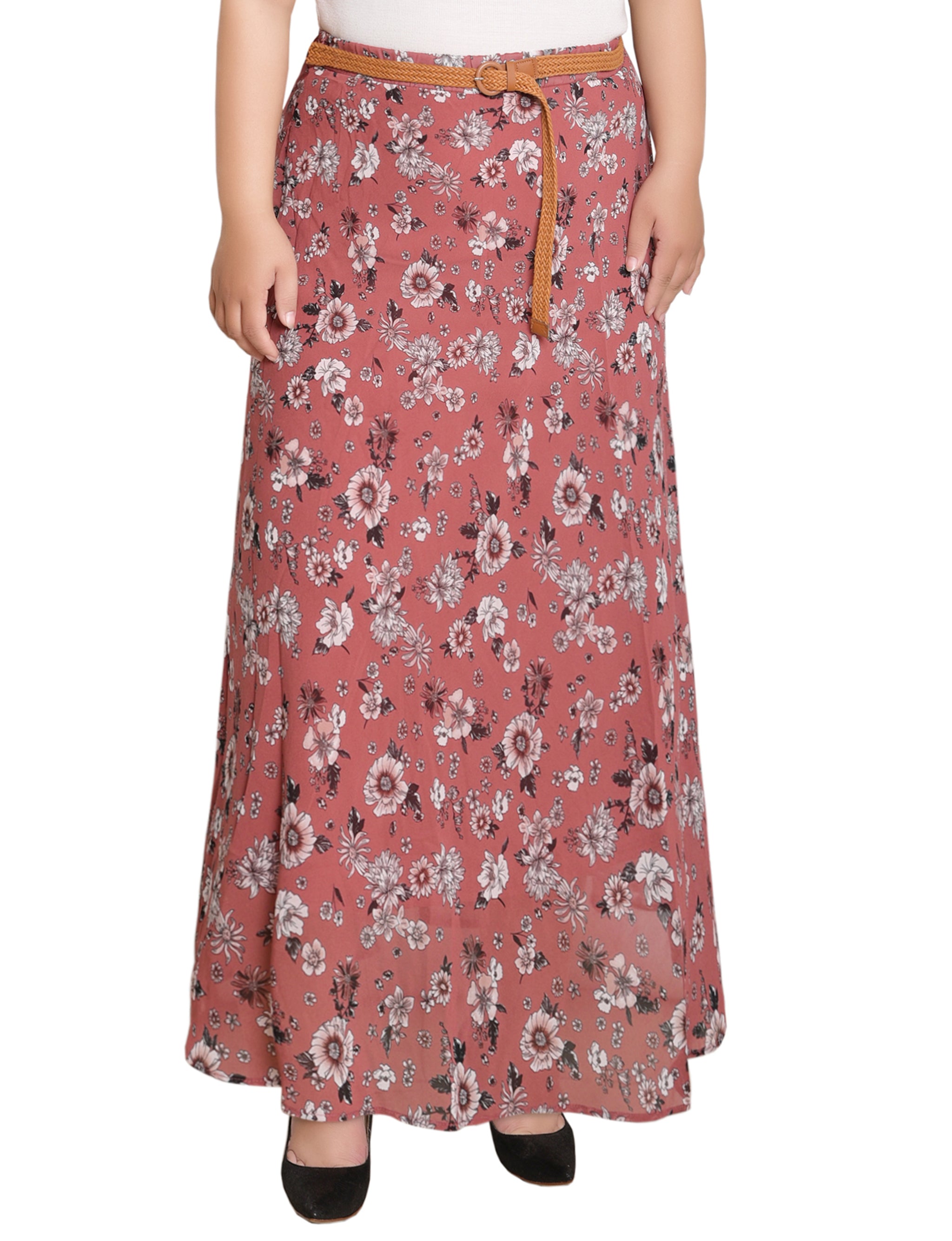 Black Mauve Chiffon Maxi Skirt - Plus