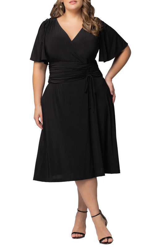 Black Noir Jemma Ruched Tie Dress - Plus