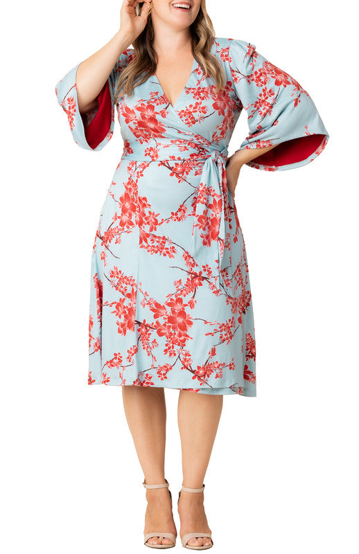 Cherry Blossom Gemini Wrap Dress - Plus