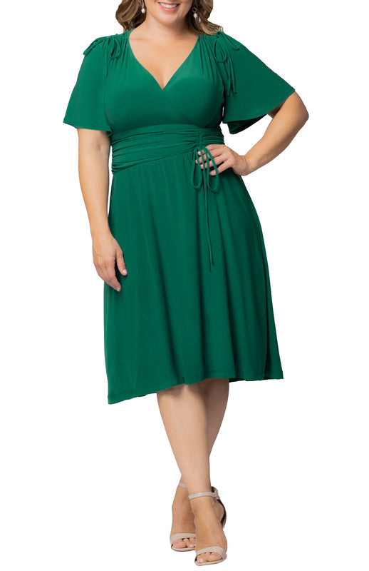 Clover Green Jemma Ruched Tie Dress - Plus