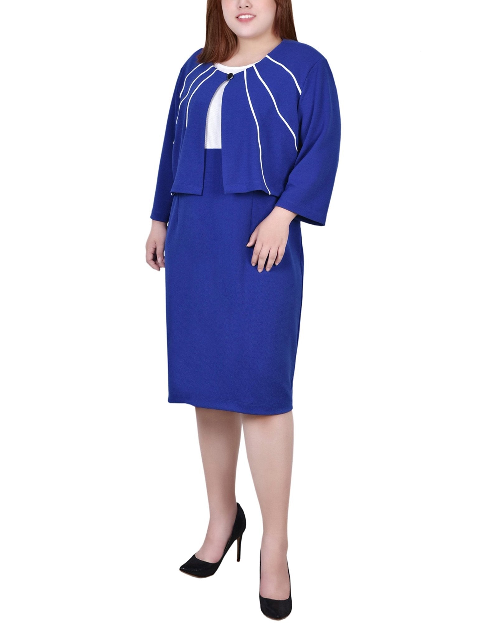 Cobalt 2 Piece Colorblocked Dress Set - Plus