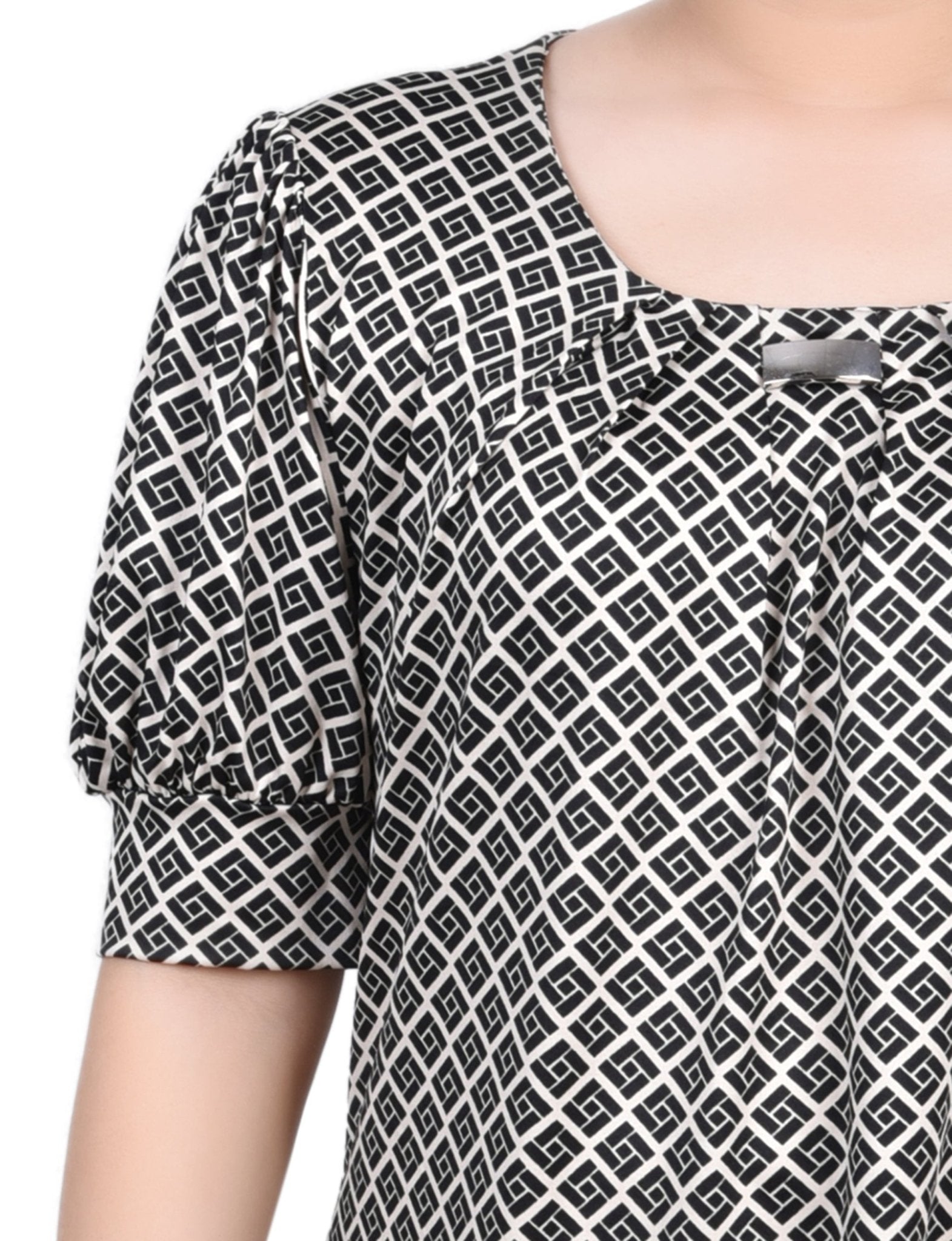 Doeskin Black Allie Short Sleeve Balloon Sleeve Top - Petite