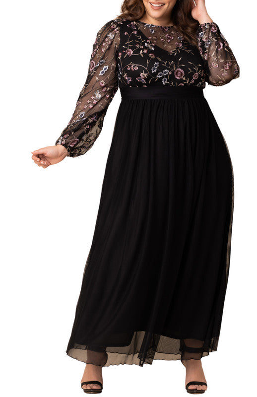 Eternal Embroidered Bodice Evening Gown - Plus