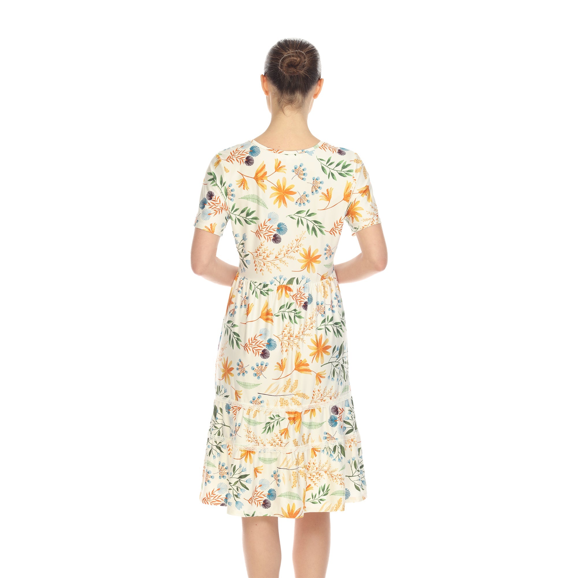 Floral Short Sleeve Knee Length Dress
