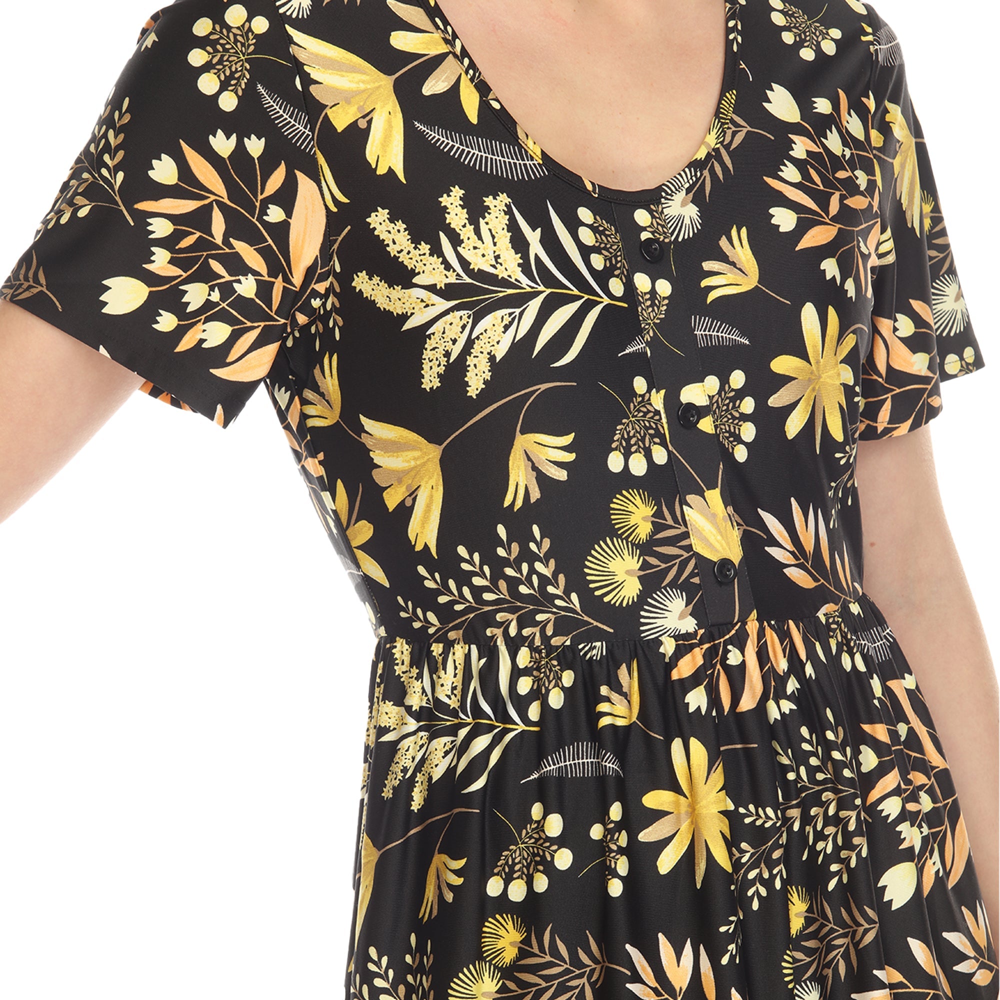 Floral Short Sleeve Knee Length Dress