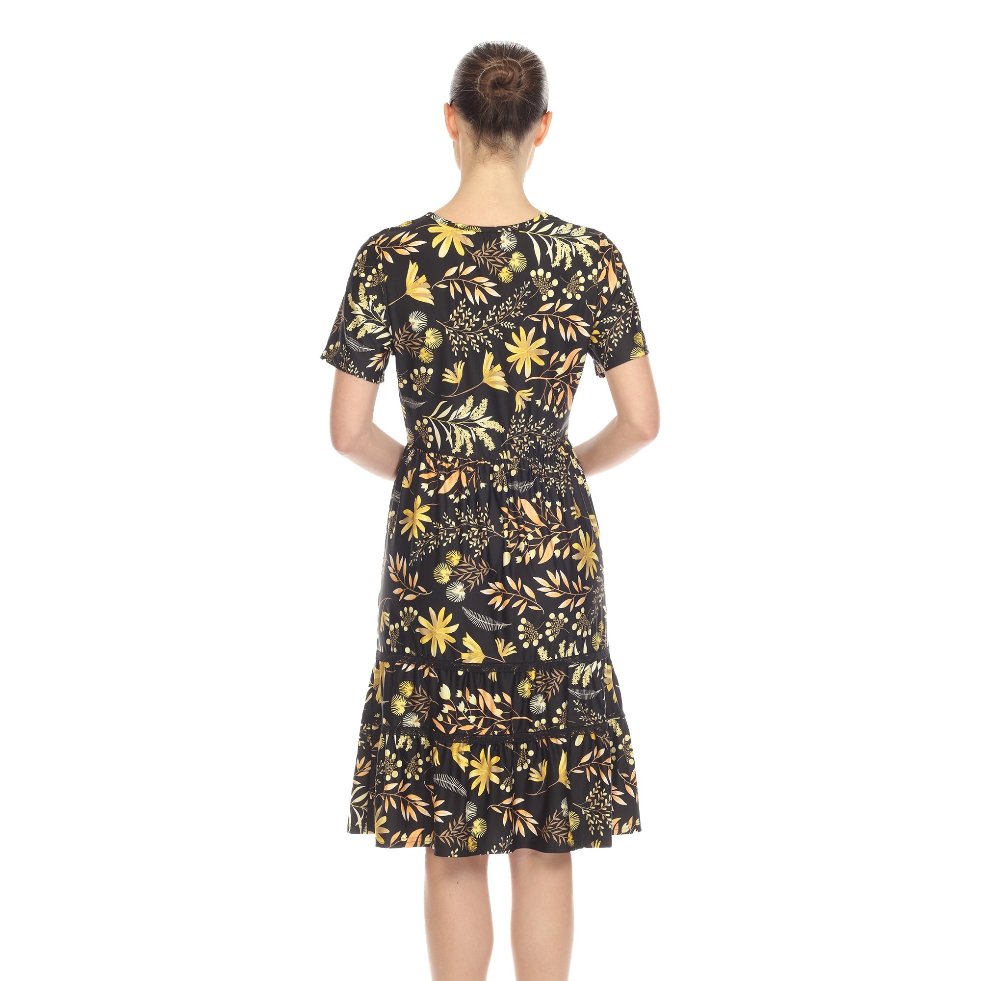 Floral Short Sleeve Knee Length Dress