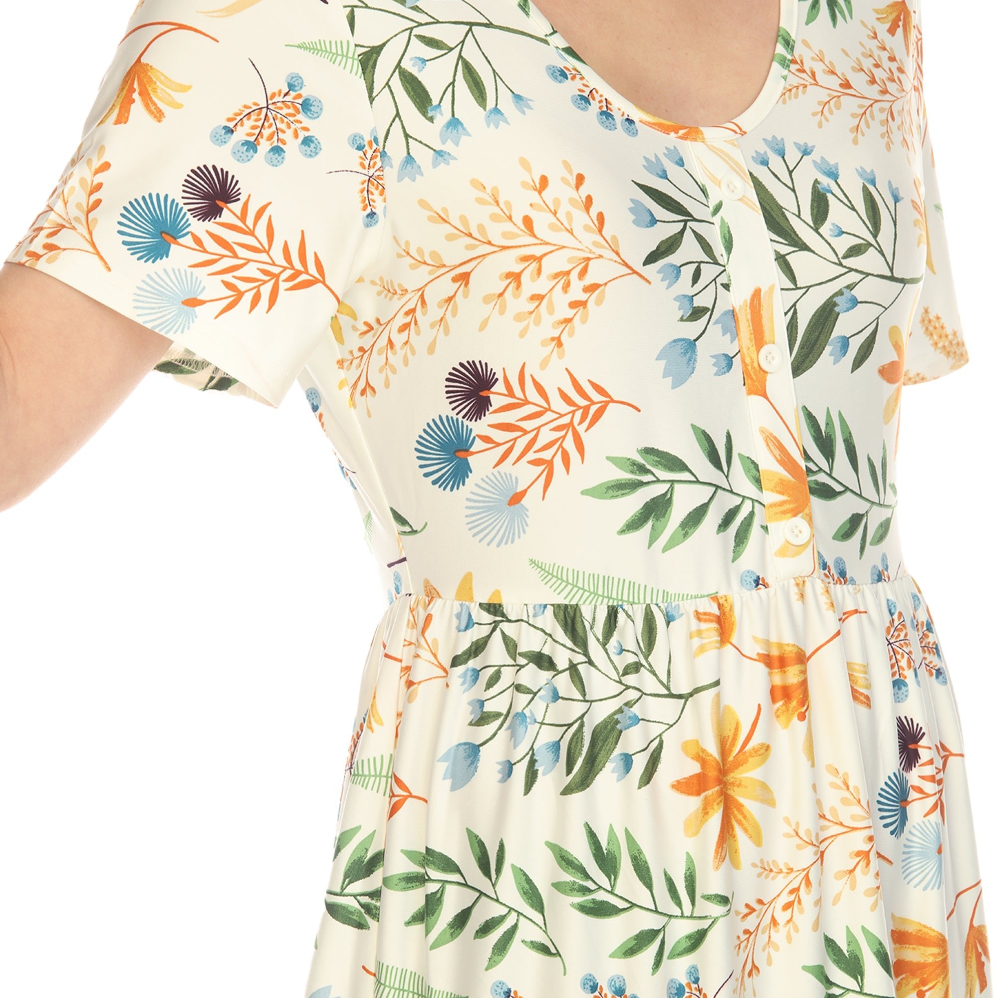 Floral Short Sleeve Knee Length Dress