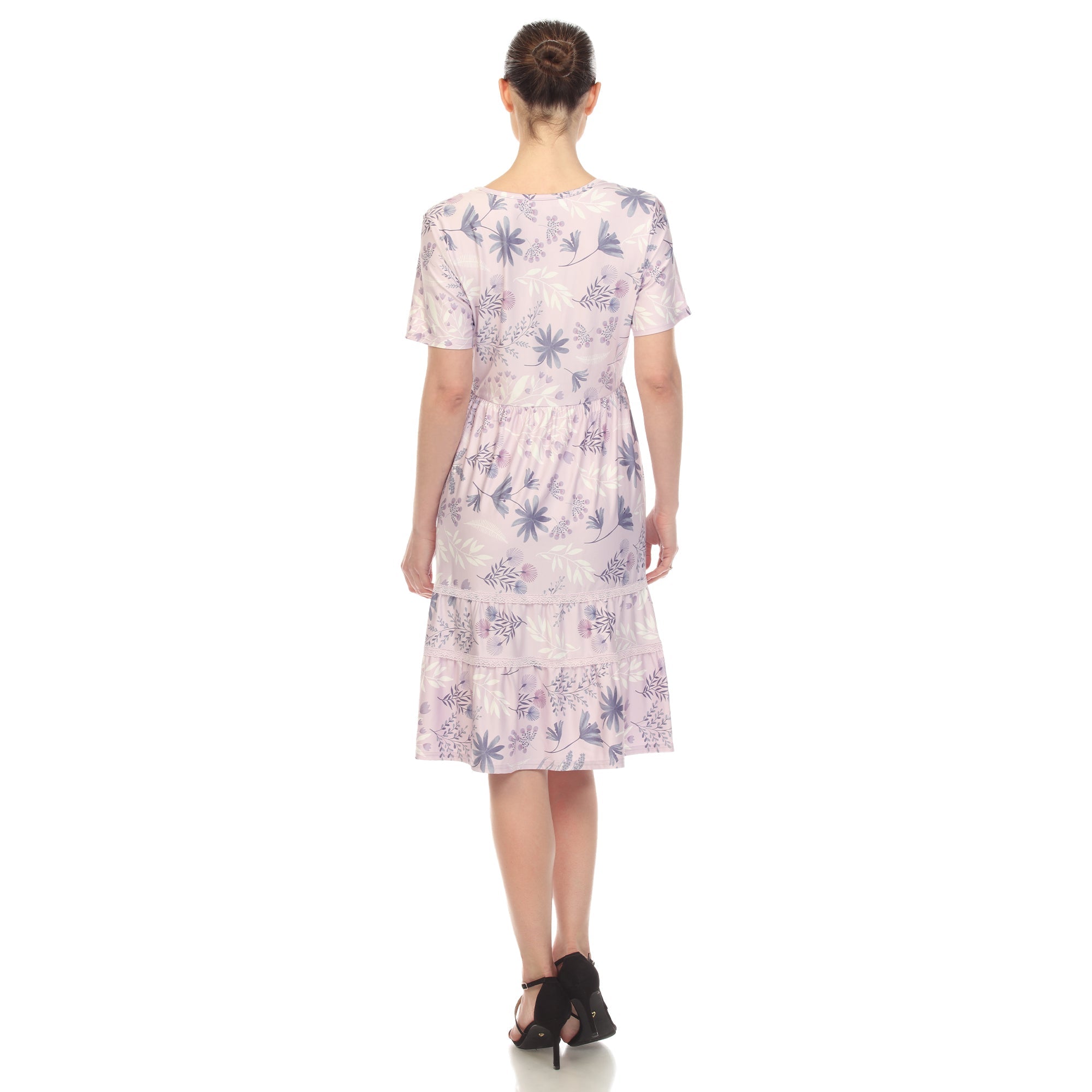 Floral Short Sleeve Knee Length Dress