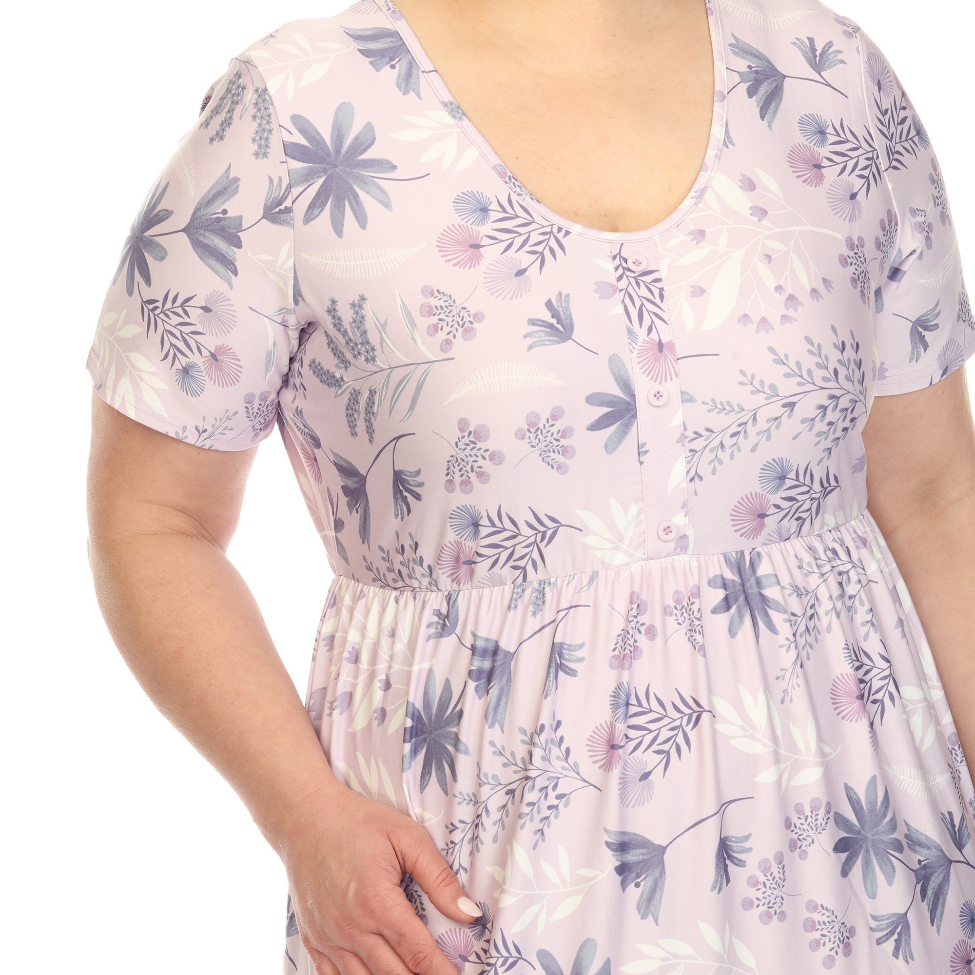 Floral Short Sleeve Knee Length Dress - Plus