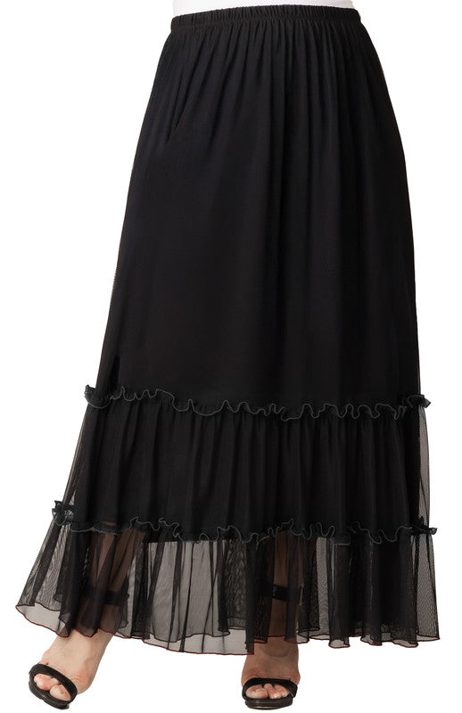 Isla Tiered Mesh Maxi Skirt - Plus