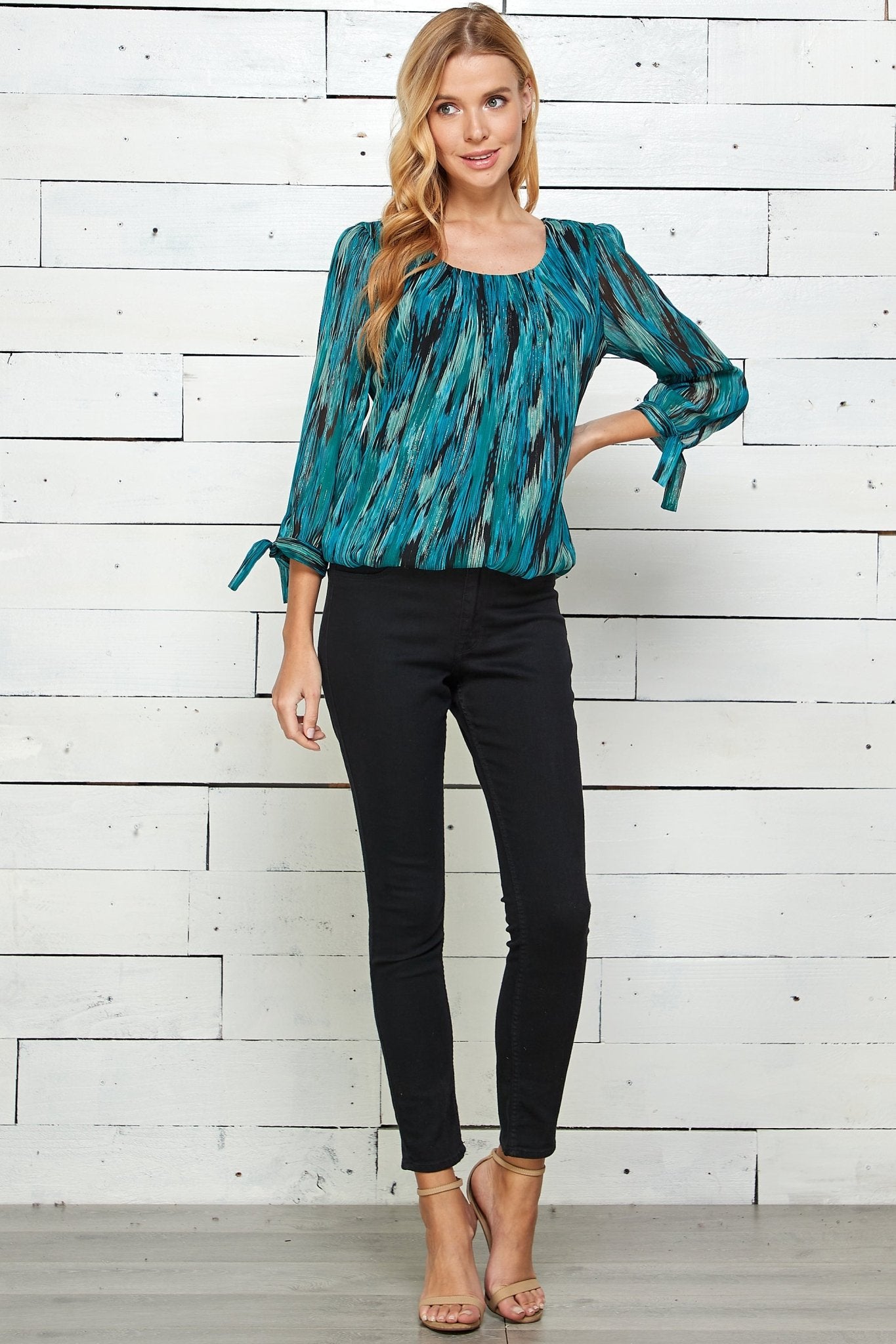 Jade 3/4 Sleeve Bubble Blouse