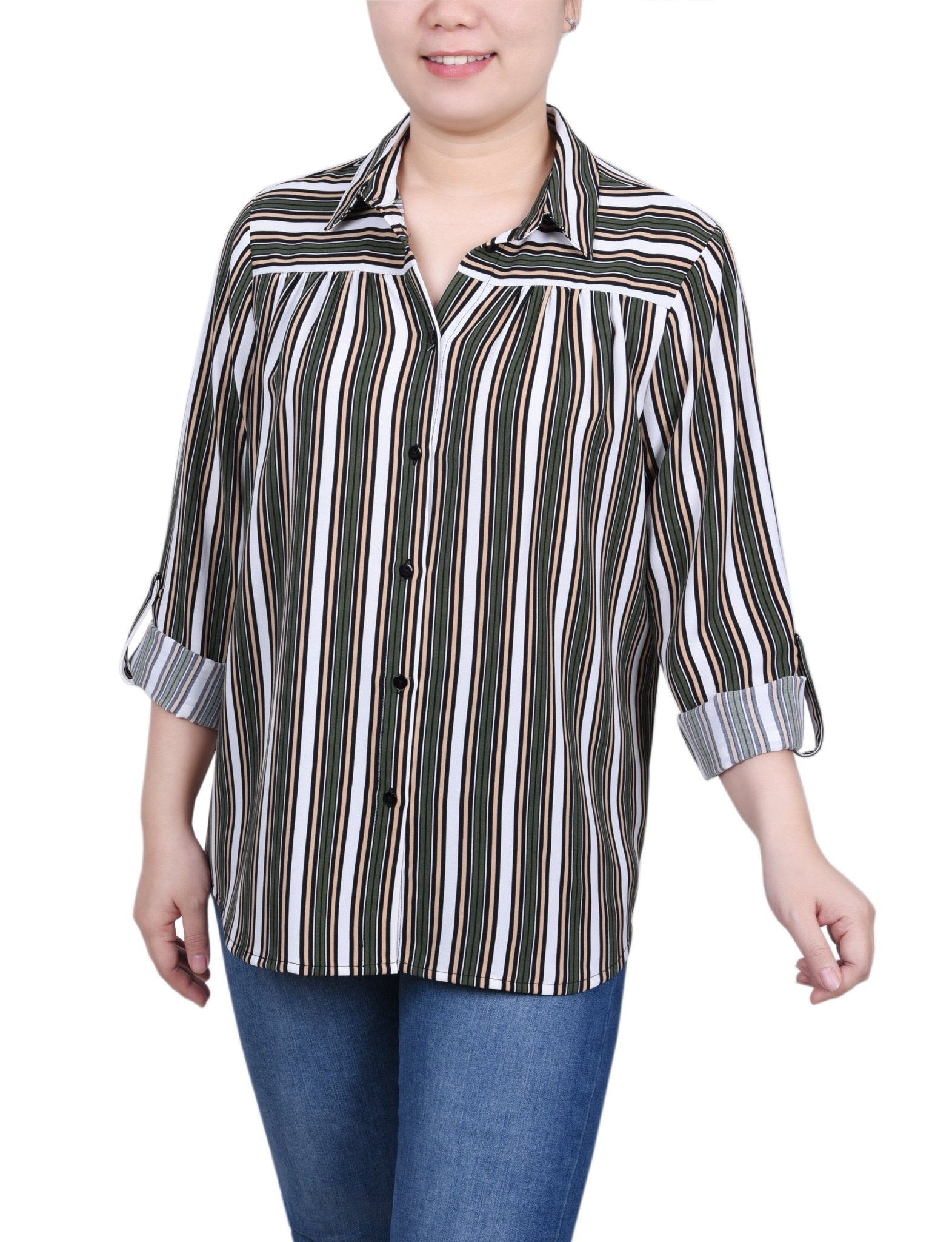 Long Roll Tab Sleeve Blouse - Petite