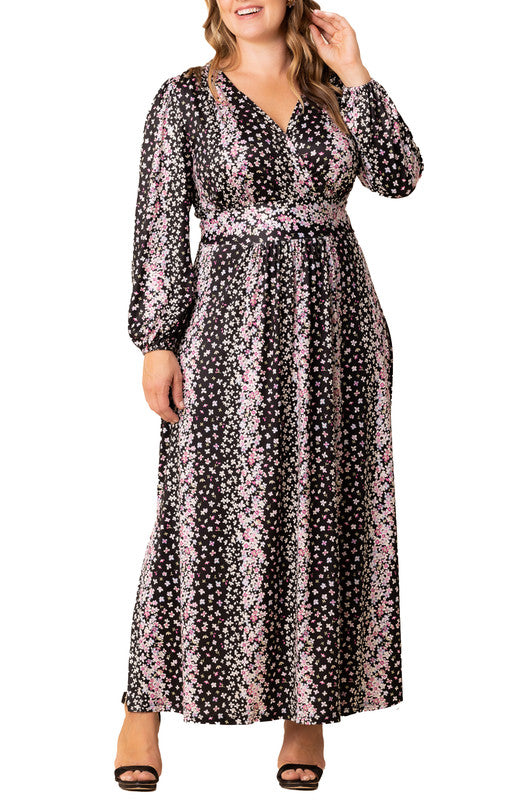 Nightshade Floral Falls Kelsey Long Sleeve Maxi Dress - Plus