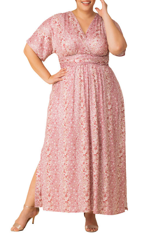 Pink Ditsy Floral Vienna Maxi Dress - Plus