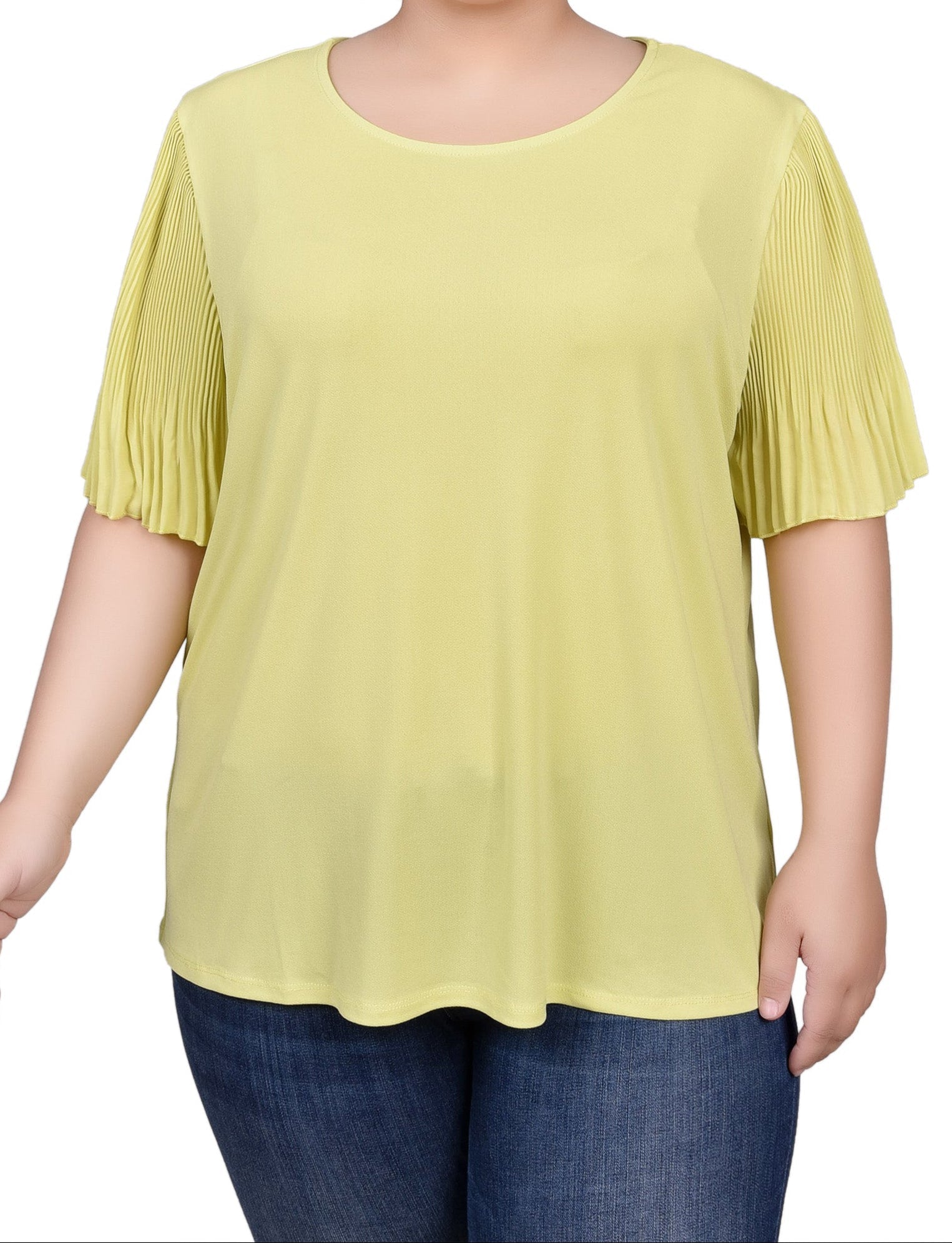 Pleated-Sleeve Top - Plus