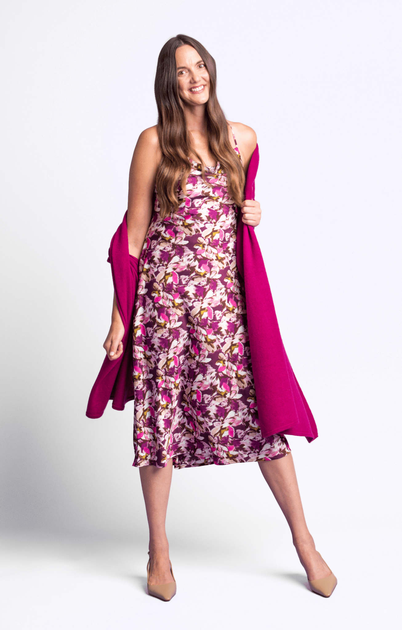 Plum Cowl Neck Midi Slip Dress