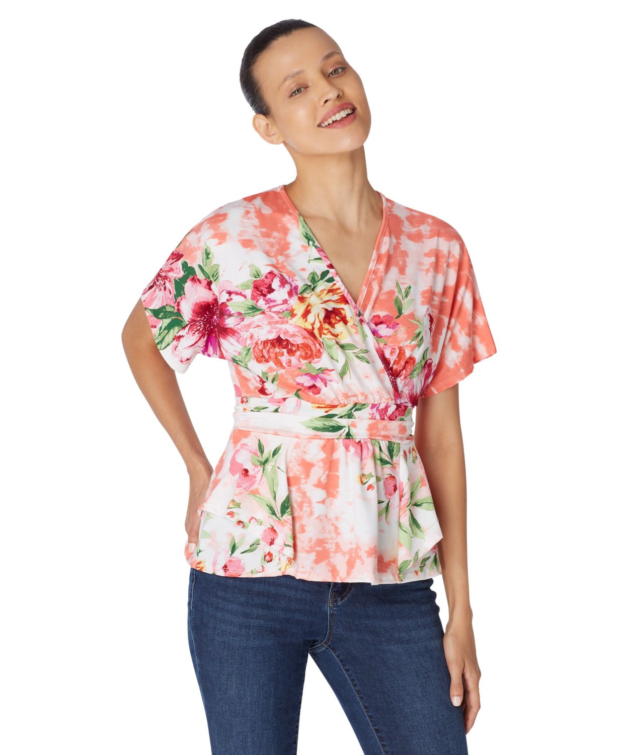 Allover Printed Surplice Front Shirt