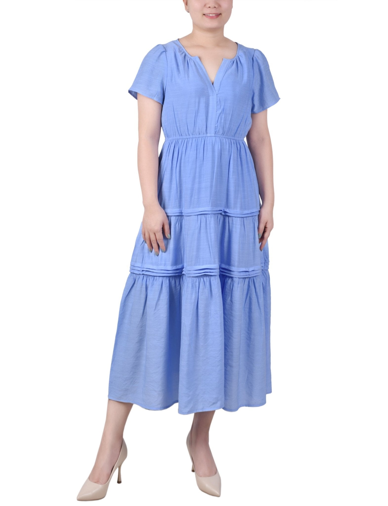 Ankle Length Short Sleeve Dress - Petite