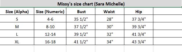 Sara Michelle 3/4 Step Sleeve V-Neck Chain Trim Bubble Blouse