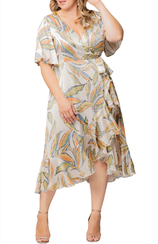 Artful Leaves Chloe Wrap Dress - Plus