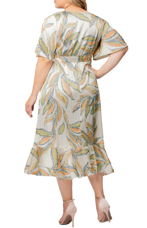Artful Leaves Chloe Wrap Dress - Plus