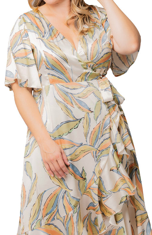 Artful Leaves Chloe Wrap Dress - Plus