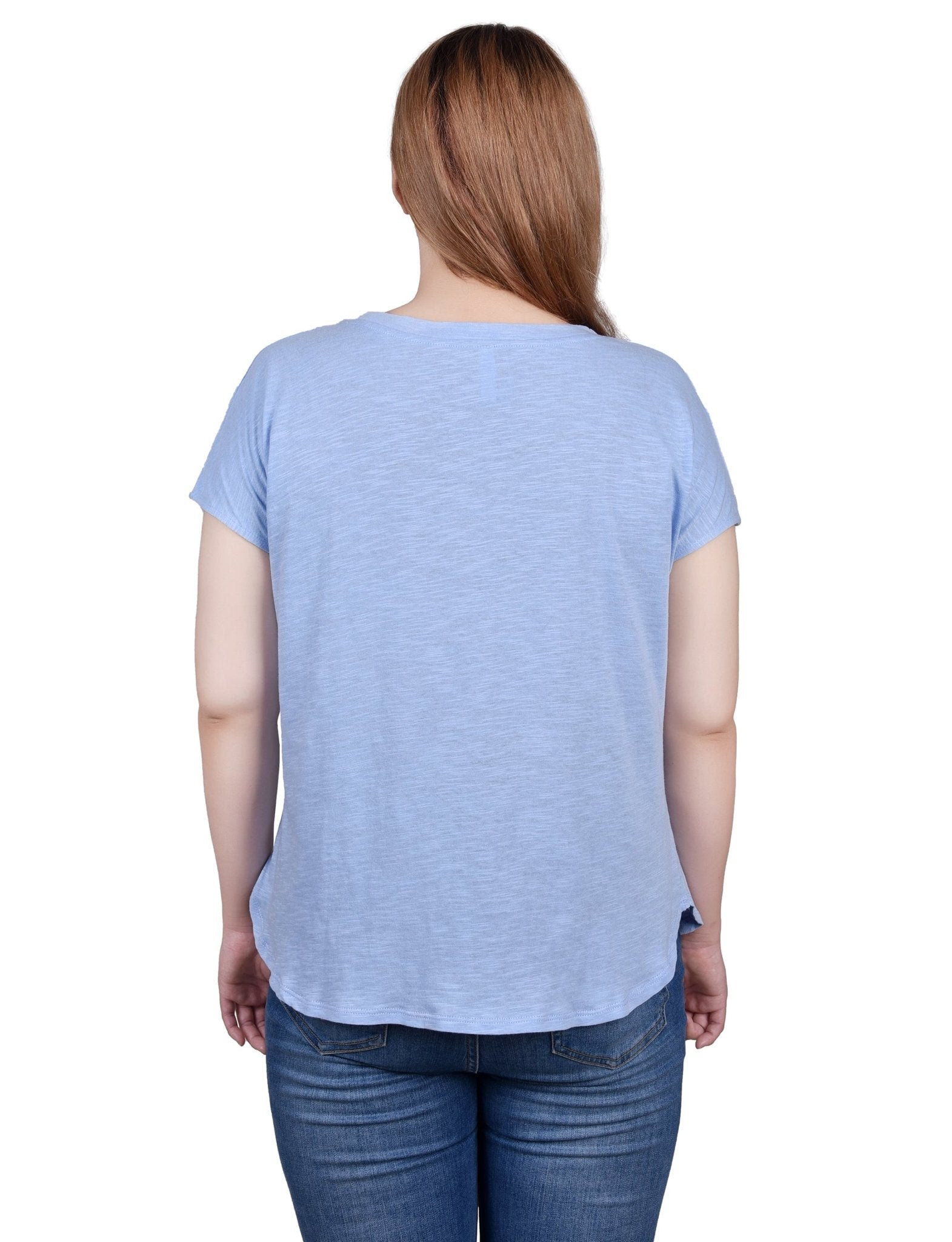 Short Sleeve Slub Knit Top - Petite