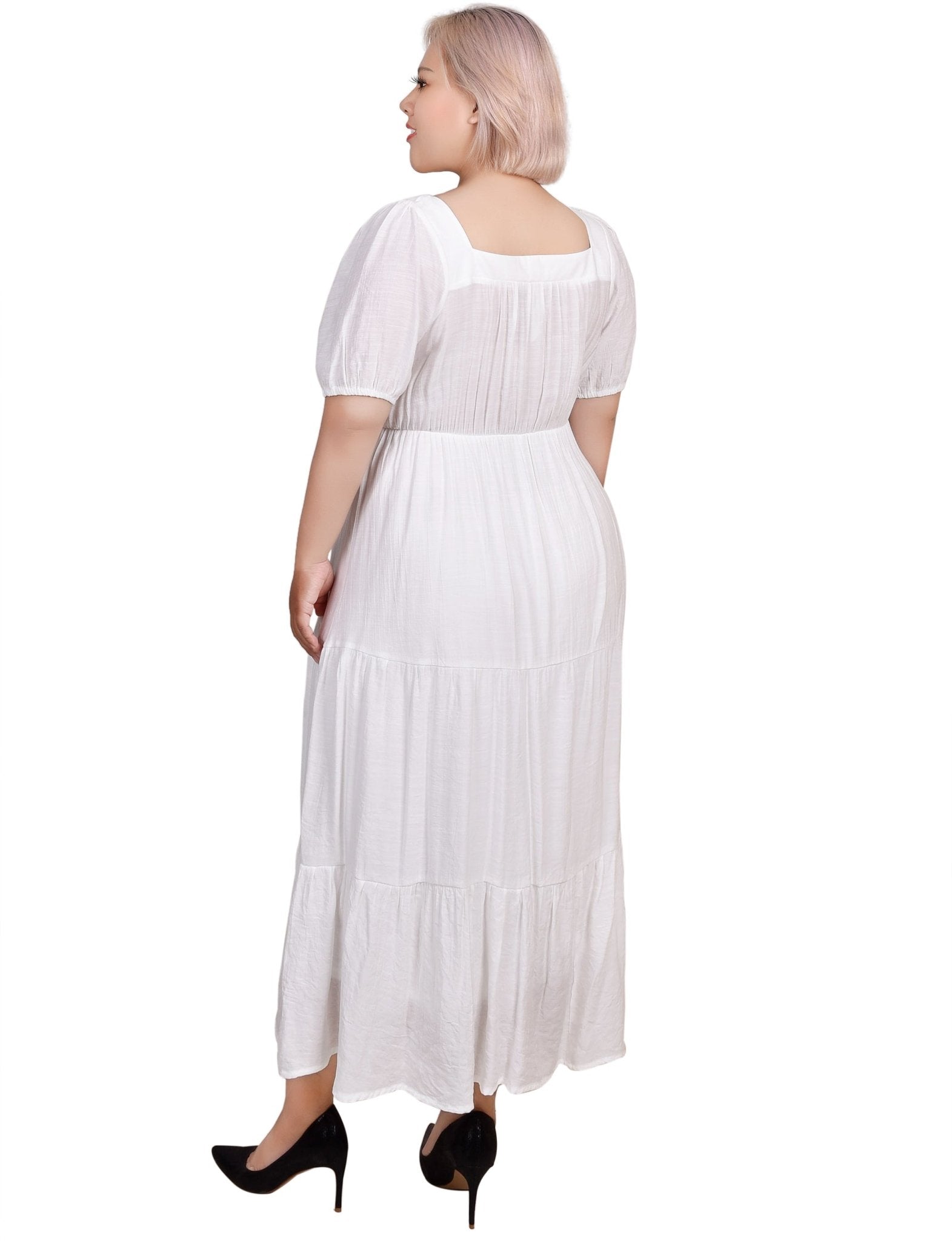 Short Sleeve Tiered Midi Dress - Plus