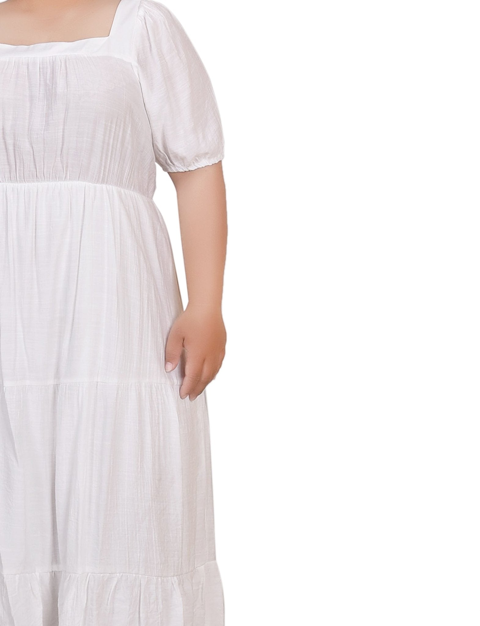 Short Sleeve Tiered Midi Dress - Plus