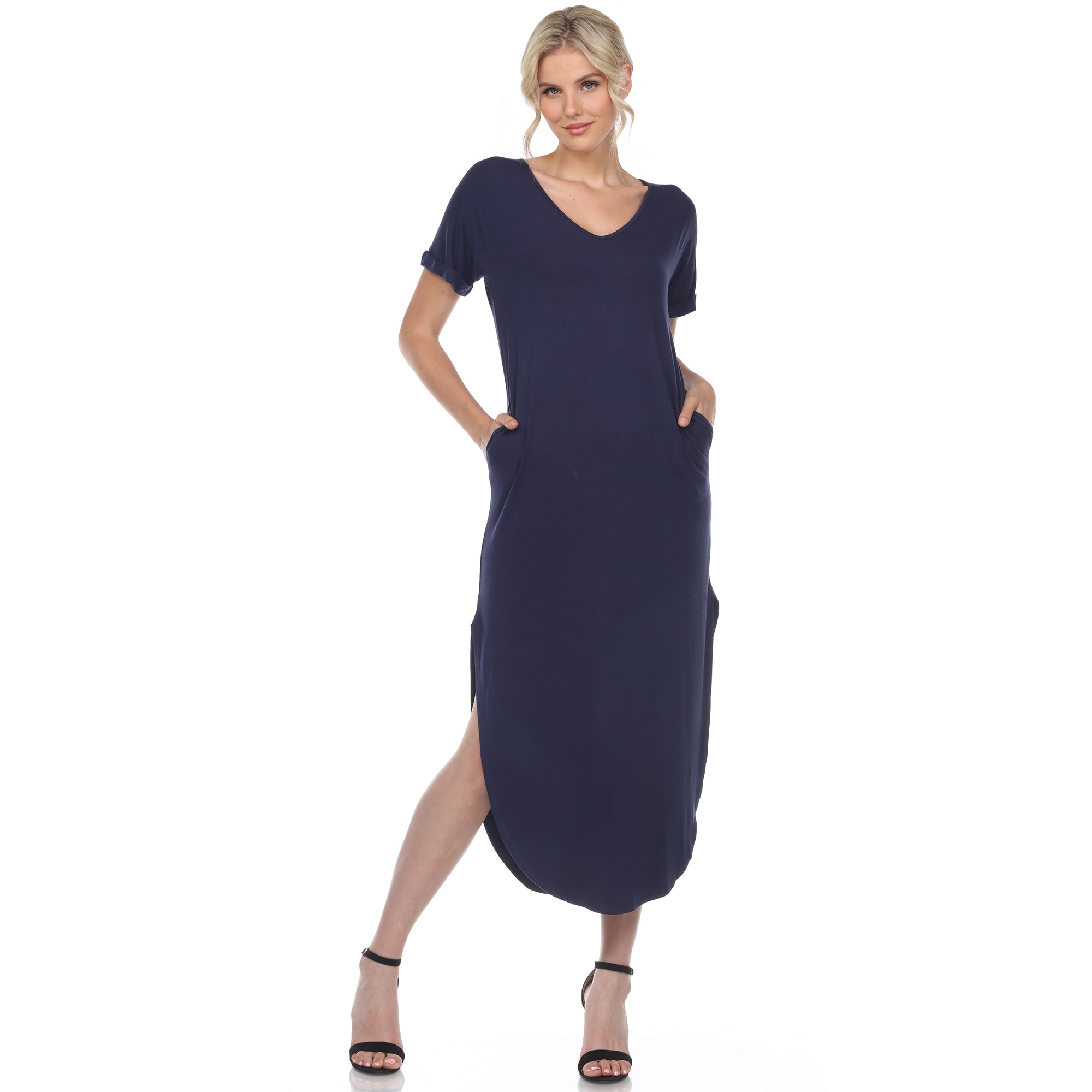 Short Sleeve V-neck Maxi Dress