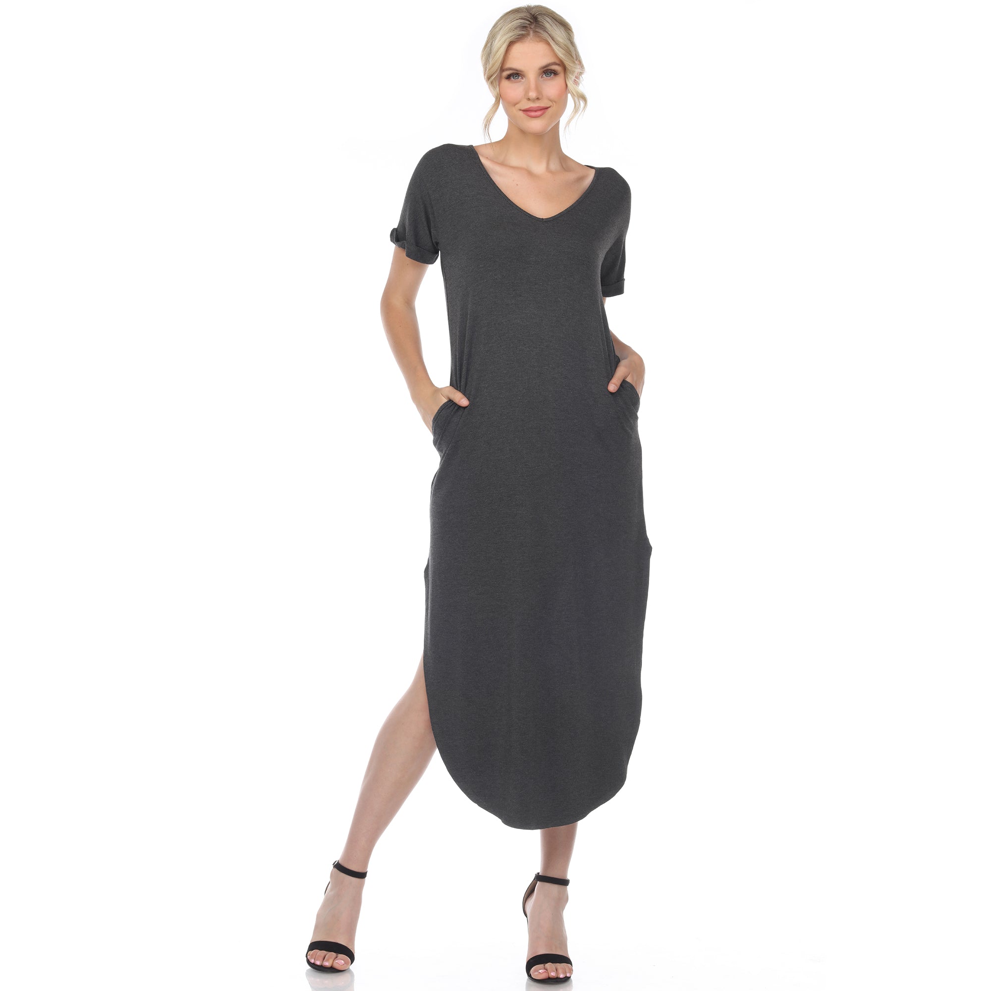 Short Sleeve V-neck Maxi Dress