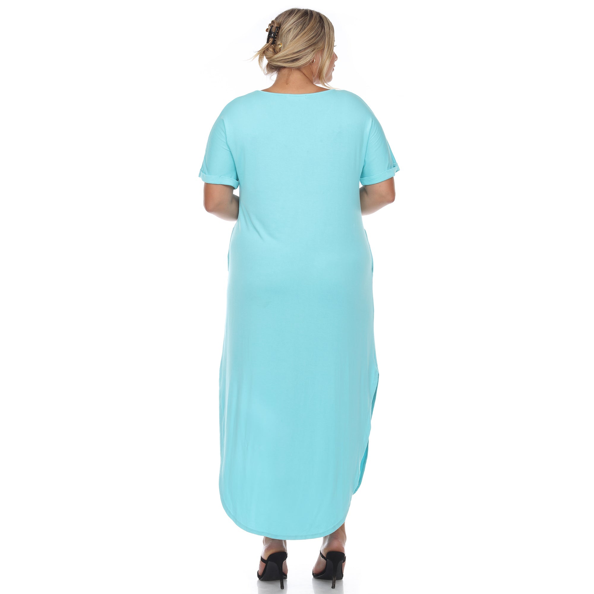 Short Sleeve V-neck Maxi Dress - Plus