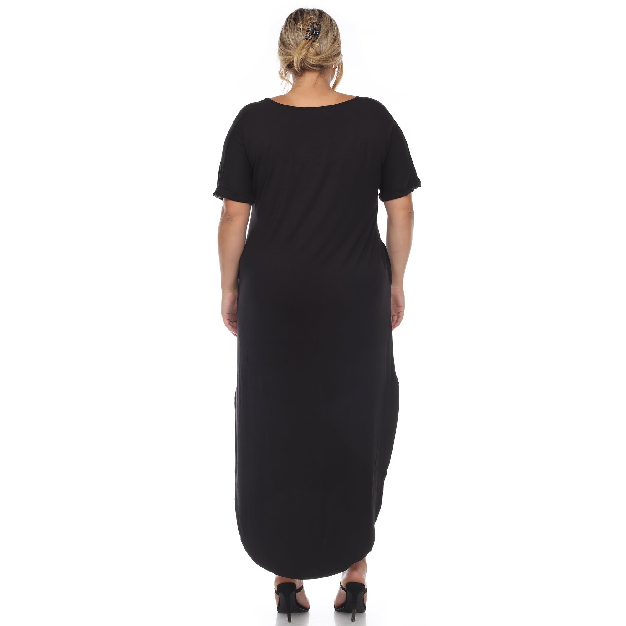 Short Sleeve V-neck Maxi Dress - Plus