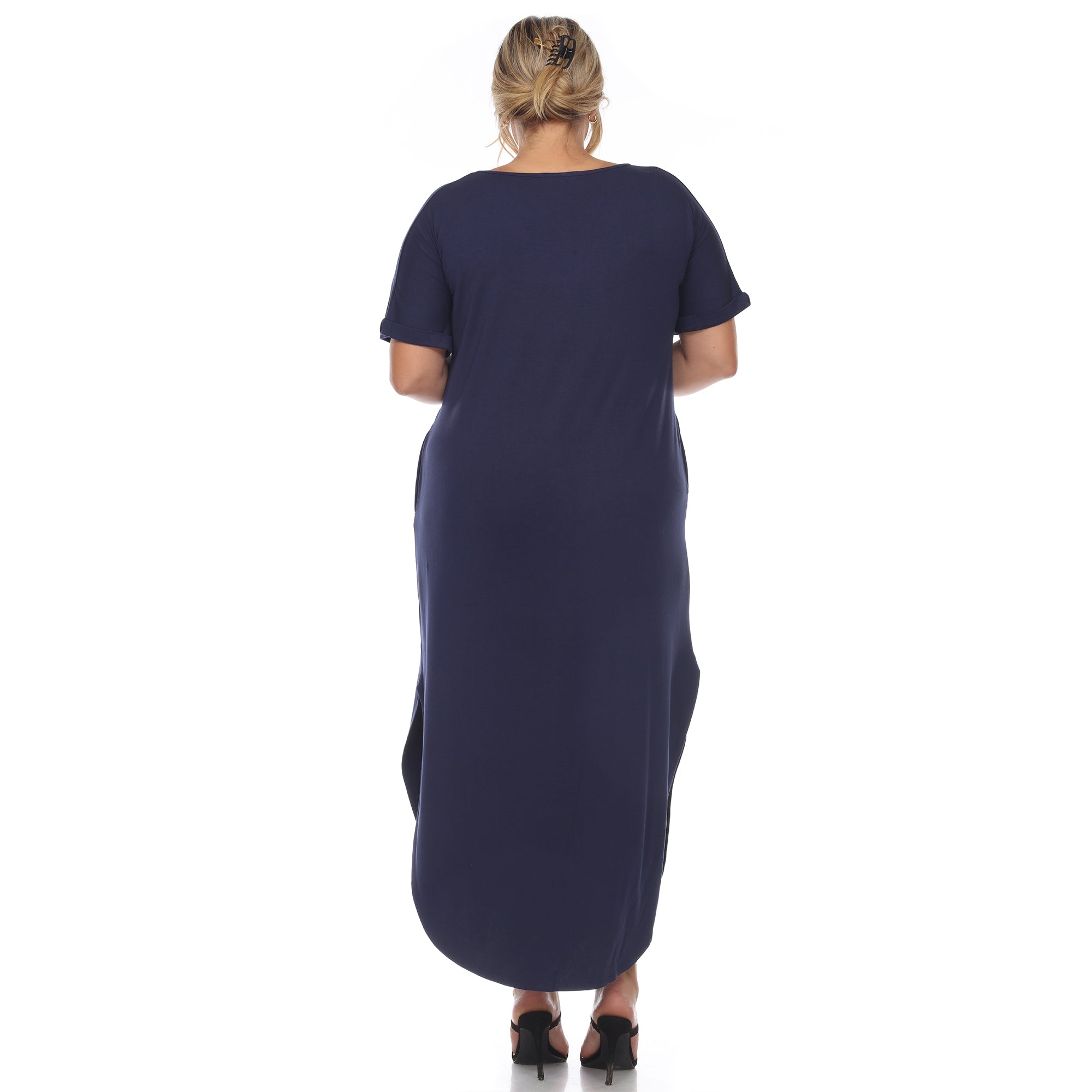 Short Sleeve V-neck Maxi Dress - Plus