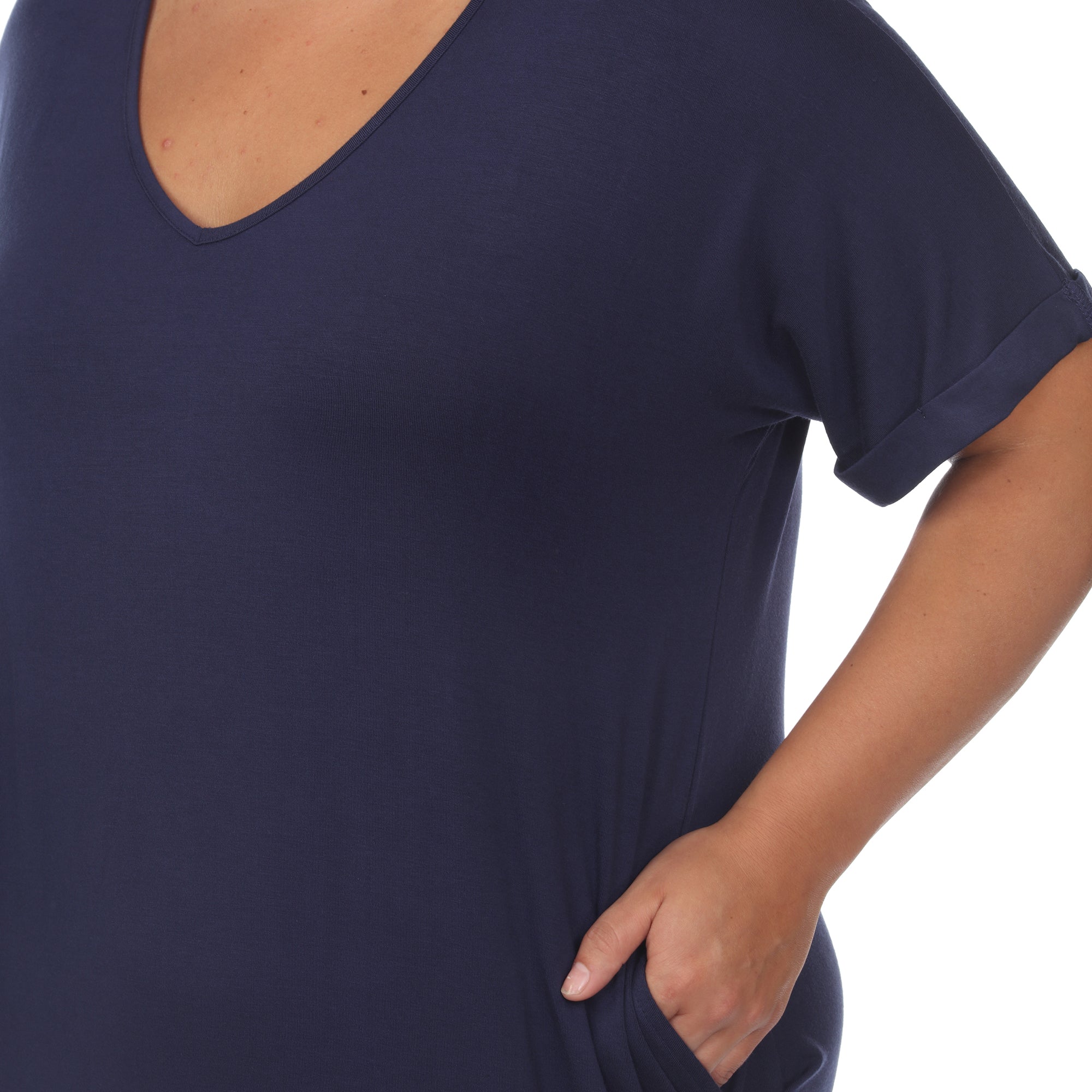 Short Sleeve V-neck Maxi Dress - Plus