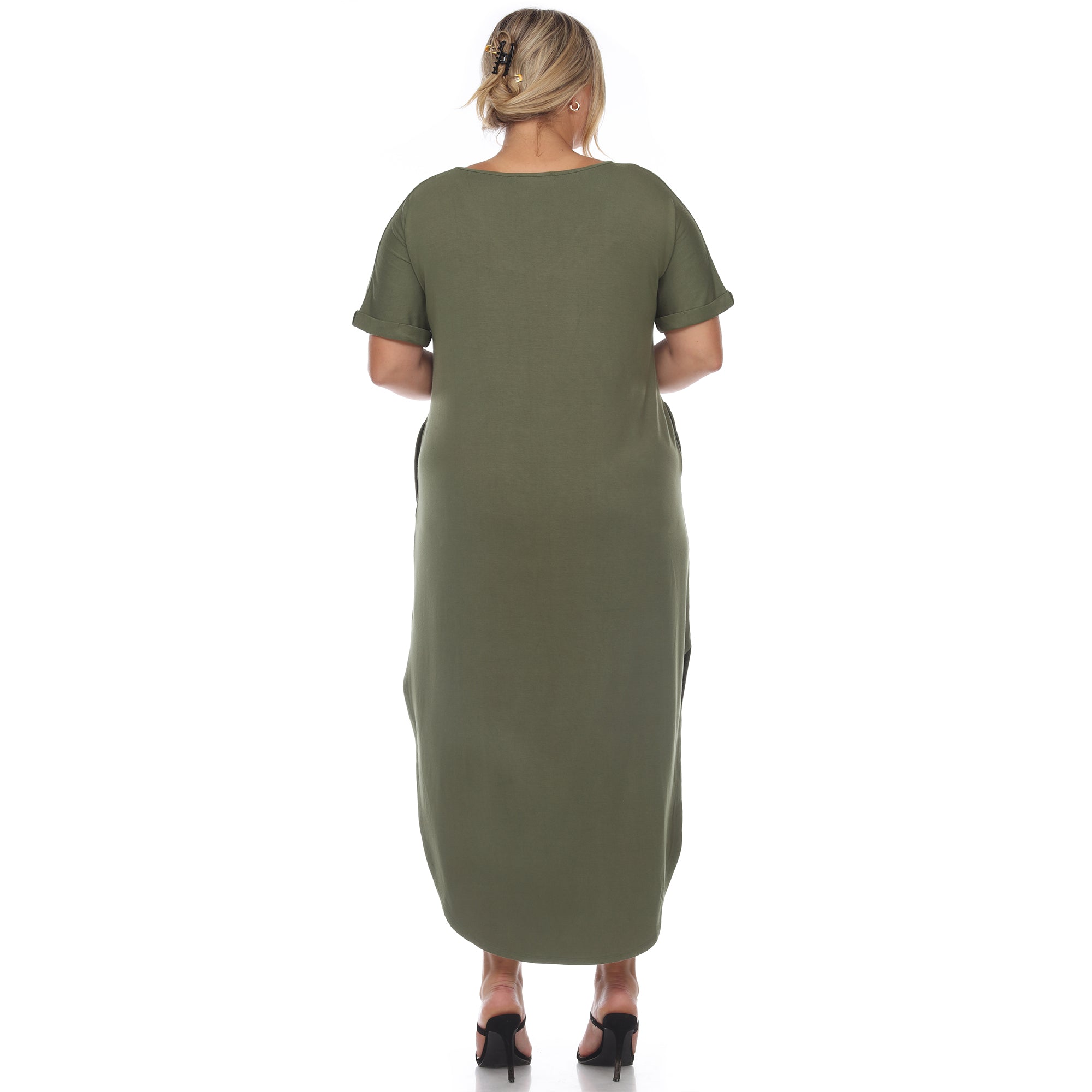 Short Sleeve V-neck Maxi Dress - Plus