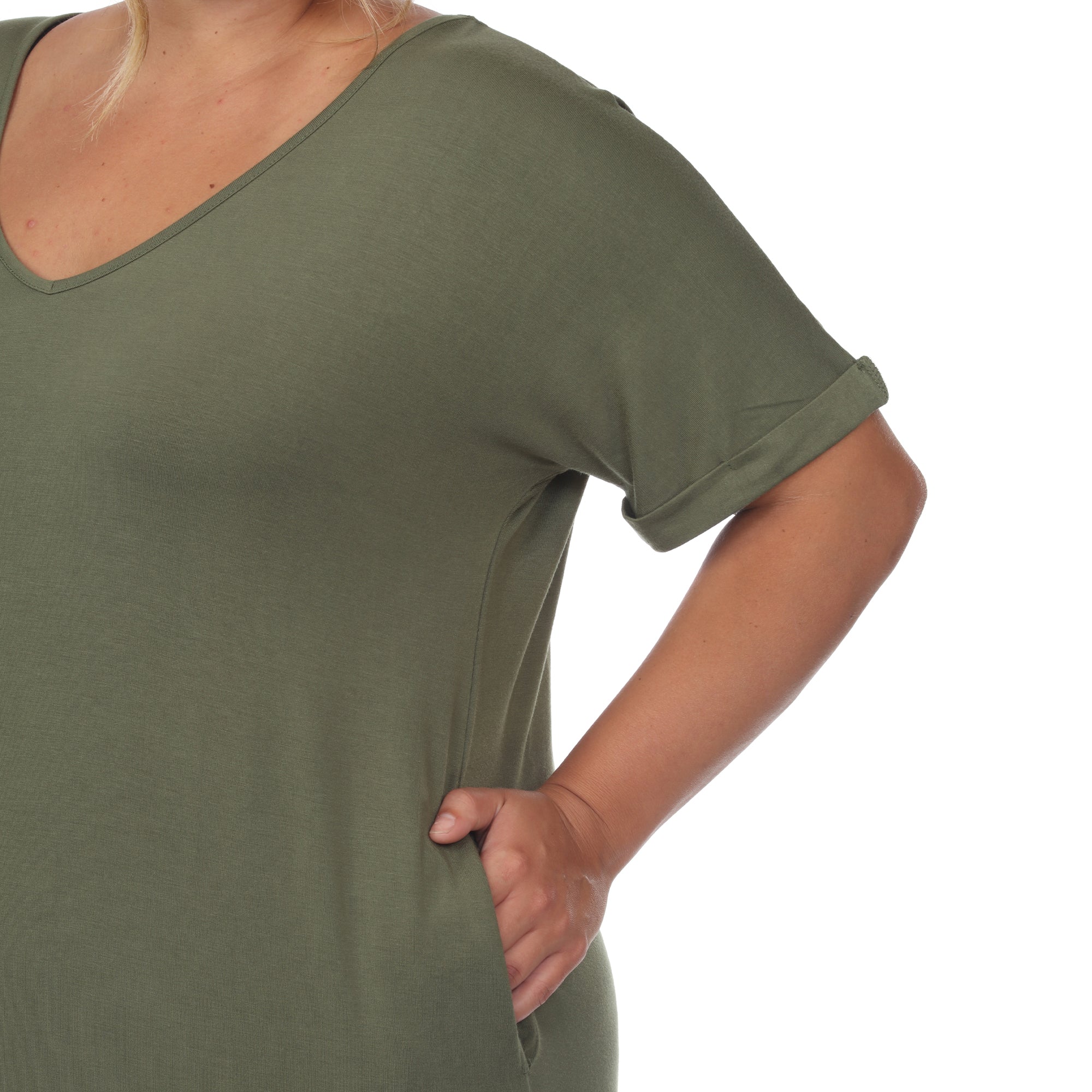 Short Sleeve V-neck Maxi Dress - Plus