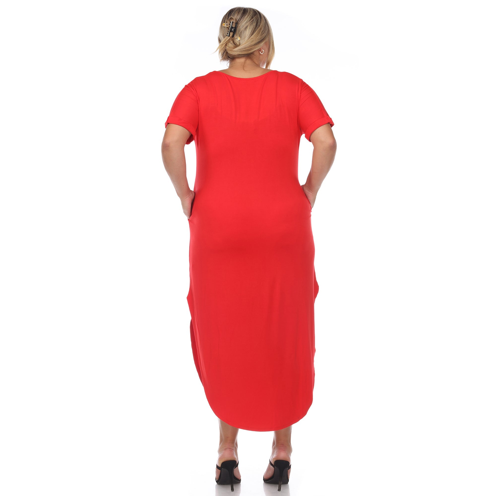 Short Sleeve V-neck Maxi Dress - Plus