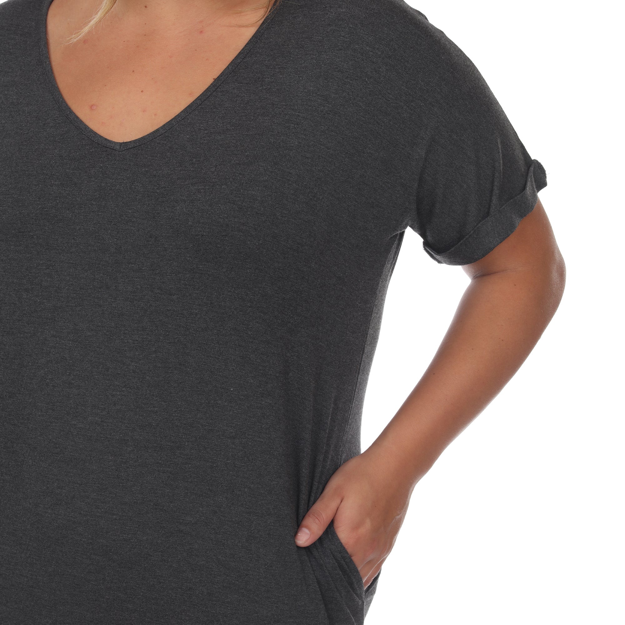 Short Sleeve V-neck Maxi Dress - Plus