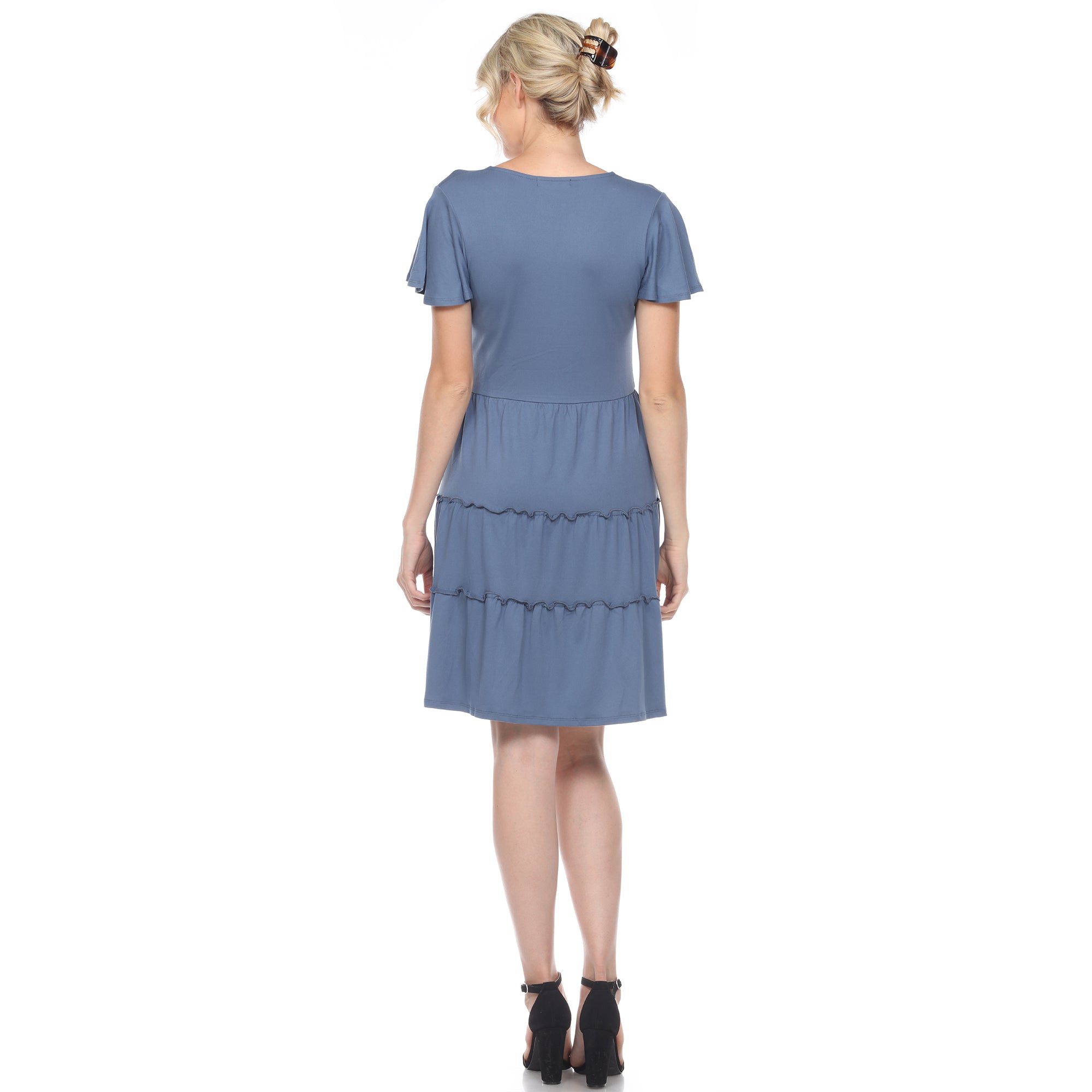 Short Sleeve V-neck Tiered Dress