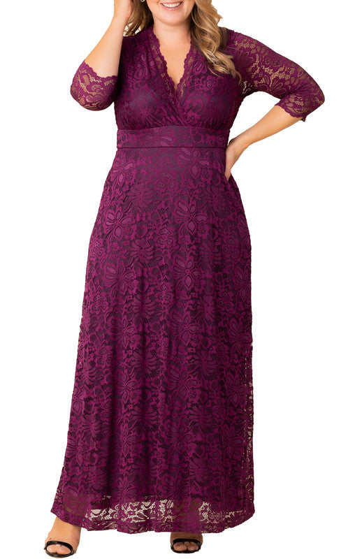 Berry Bliss Maria Lace Evening Gown - Plus