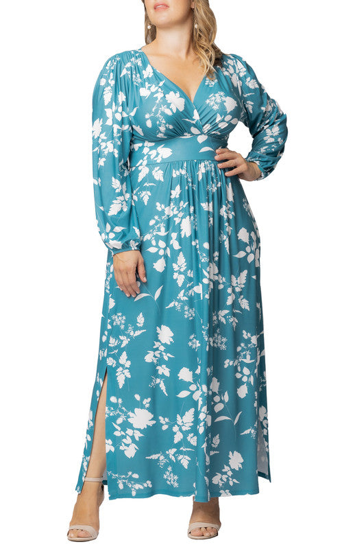 Turquoise Kelsey Long Sleeve Maxi Dress - Plus