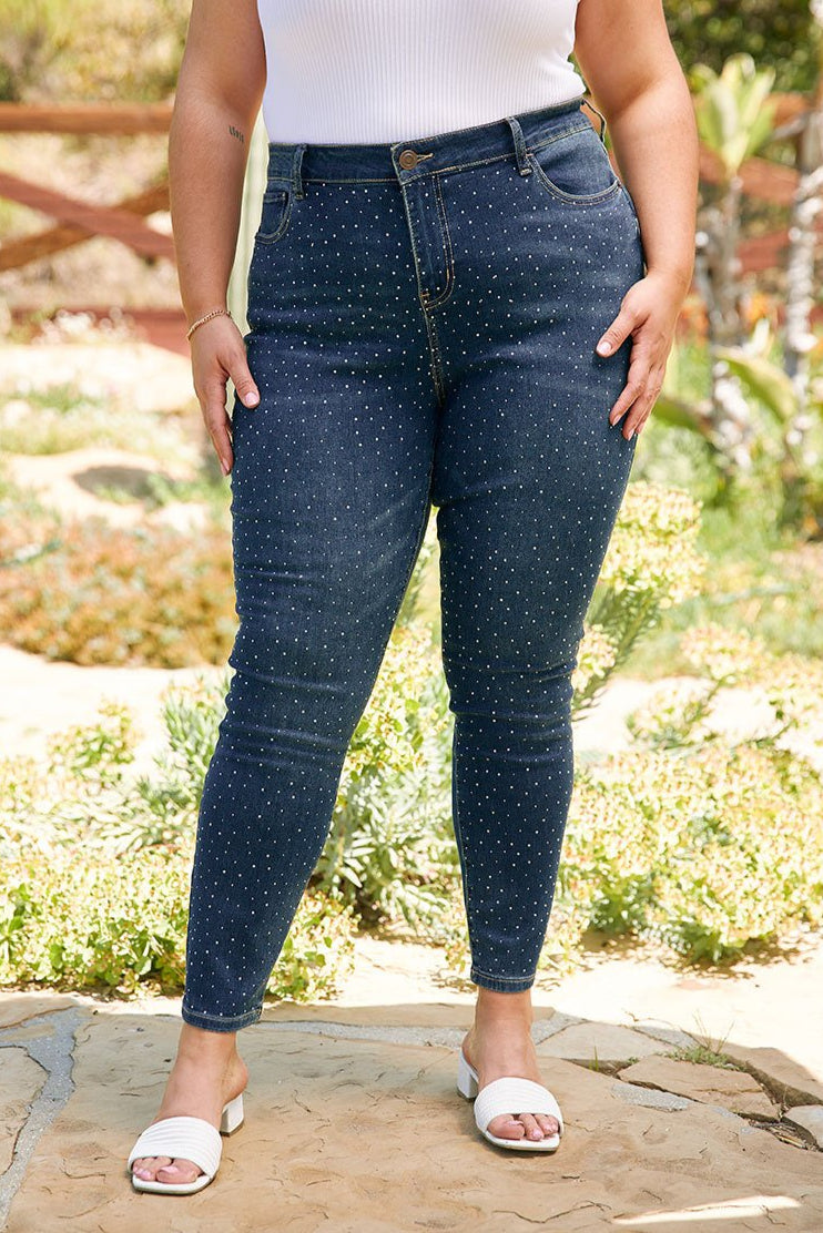 Westport 5 Pocket High Rise Rhinestone Skinny Jeans - Plus