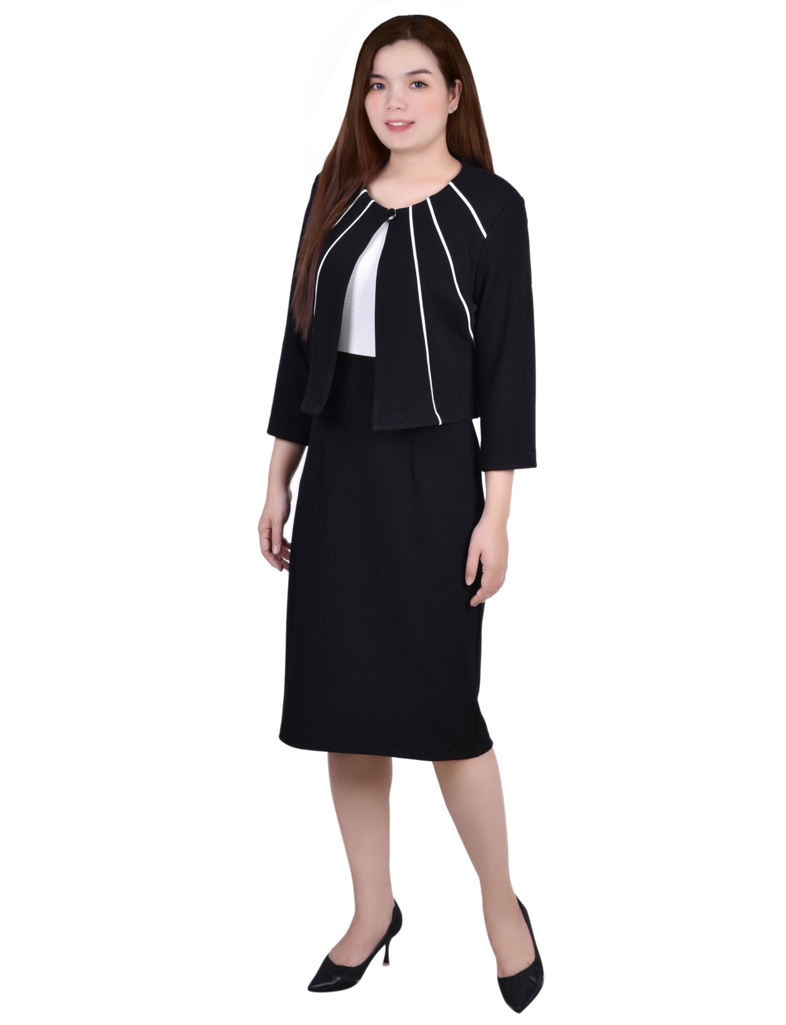 Black 2 Piece Colorblocked Dress Set