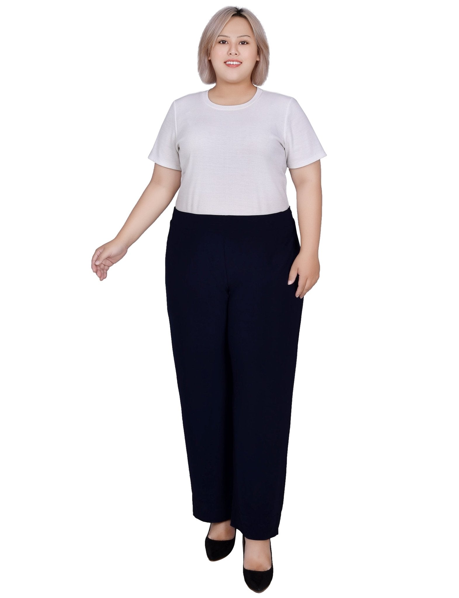 Wide Waistband Pull-On Pants - Plus