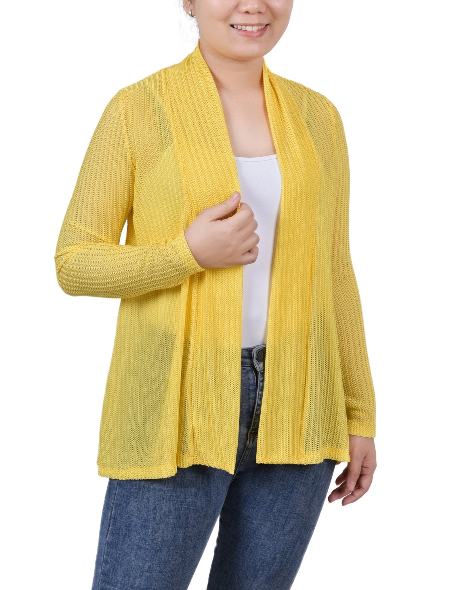 Yellow Open Knit Cardigan